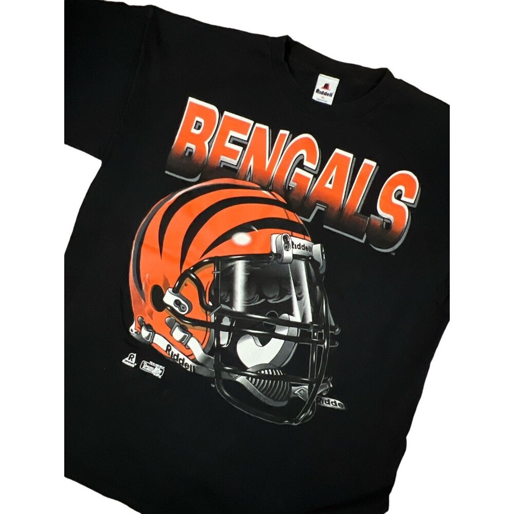 Vtg RIDDELL Cincinnati Bengals Shirt XL Vintage Big Helmet 90s Y2K SINGLE STITCH